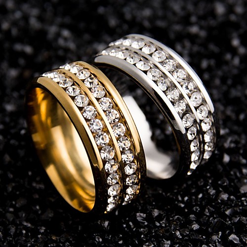 

Women's Couple Rings spinning ring Crystal Gold Black Silver Stainless Steel Zircon Round Ladies Unique Design Wedding Party Jewelry