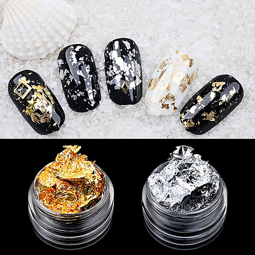 

2pcs foil nail art decoration golden silver foil