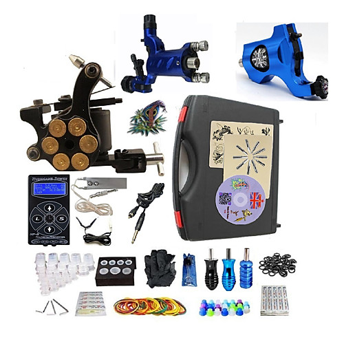 

BaseKey Professional Tattoo Kit Tattoo Machine - 3 pcs Tattoo Machines, Professional Alloy 19 W LED power supply 2 rotary machine liner & shader / 1 alloy machine liner & shader / Case Included