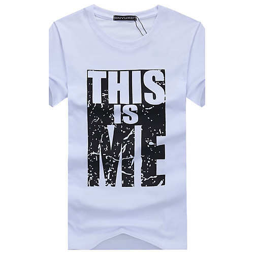 

Men's T shirt Graphic Letter Print Short Sleeve Daily Tops Cotton Active White Black Blue