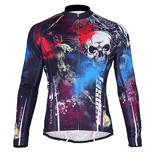 

TASDAN Men's Cycling Jersey Winter Polyester Bike Jersey Breathable Quick Dry Back Pocket Sports Skull Mountain Bike MTB Road Bike Cycling Clothing Apparel Relaxed Fit Bike Wear / Long Sleeve