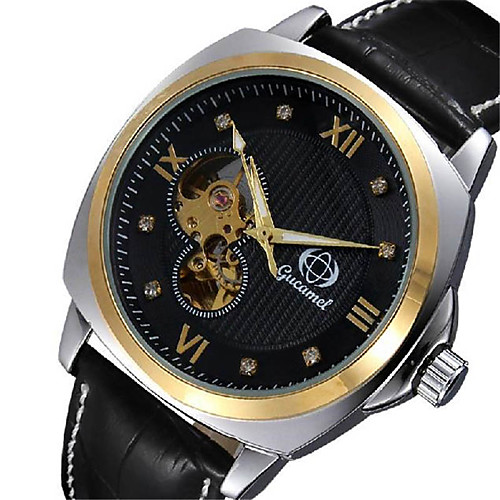 

Men's Fashion Watch Quartz Leather Black Analog Casual - White Black
