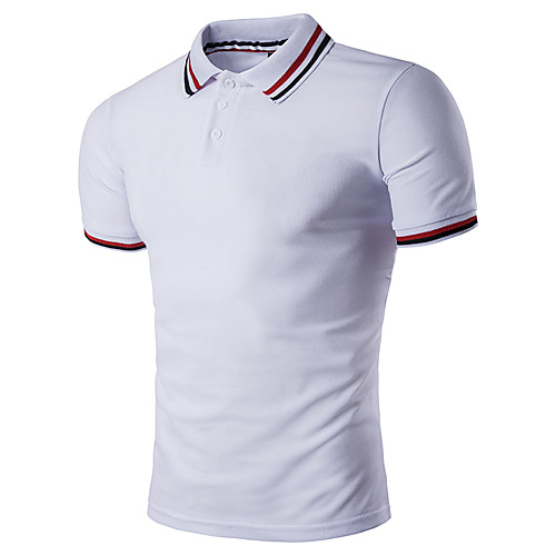 

Men's Polo Geometric Short Sleeve Daily Tops Streetwear White Black Light gray