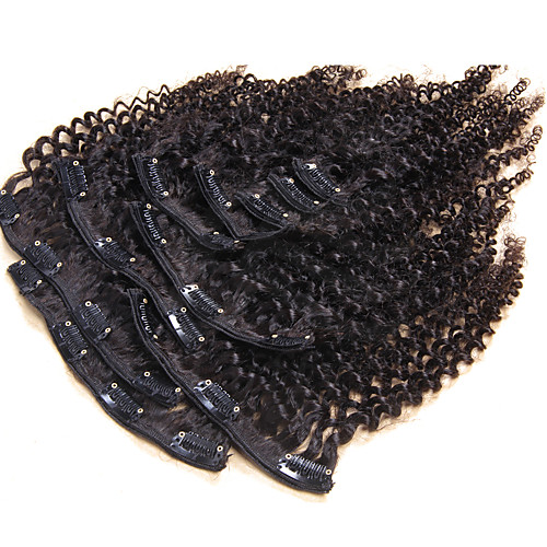 

Clip In Human Hair Extensions Kinky Curly Human Hair Human Hair Extensions Brazilian Hair Women's Black#1B