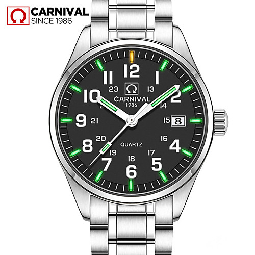 

Carnival Men's Wrist Watch Quartz Stainless Steel White 30 m Casual Watch Cool Analog Classic Fashion - Black