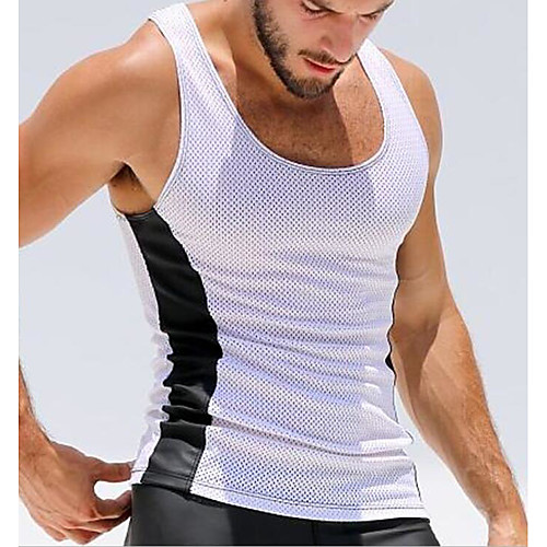 

Men's Color Block Graphic Black & White Patchwork Skinny Tank Top Active Daily Sports Weekend White / Blue / Red / Summer / Sleeveless