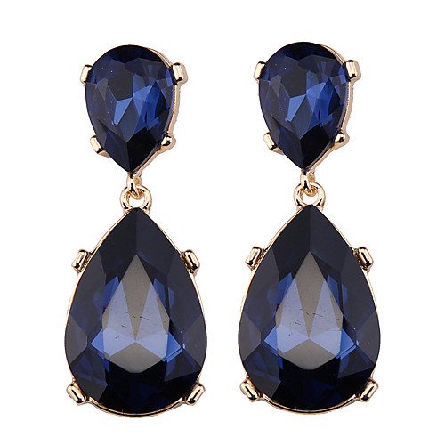 

Women's Sapphire Drop Earrings Hanging Earrings Pear Cut Solitaire Two Stone Ladies Elegant Bohemian Fashion Euramerican Boho Earrings Jewelry Red / Blue / Dark Blue For Wedding Party Special