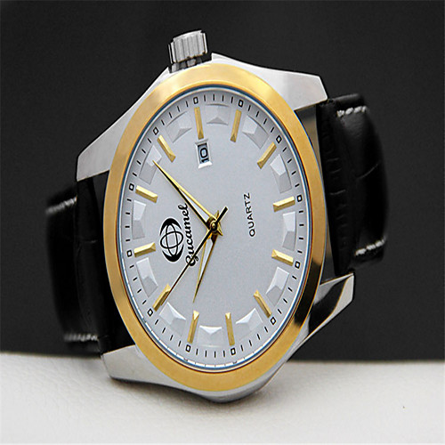 

Men's Fashion Watch Quartz Leather Black Analog Casual - White Black