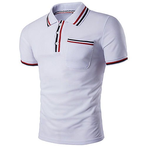 

Men's Polo Striped Solid Colored Short Sleeve Daily Tops Basic Streetwear White Black Light gray