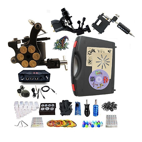 

BaseKey Professional Tattoo Kit Tattoo Machine - 3 pcs Tattoo Machines, Professional Alloy 20 W LED power supply 2 rotary machine liner & shader / 1 alloy machine liner & shader / Case Included