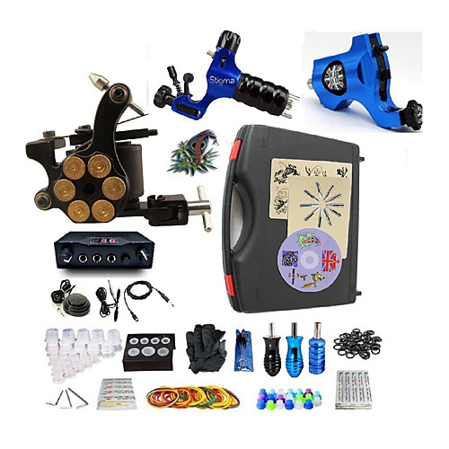 

BaseKey Professional Tattoo Kit Tattoo Machine - 3 pcs Tattoo Machines, Professional Alloy 20 W LED power supply 2 rotary machine liner & shader / 1 alloy machine liner & shader / Case Included