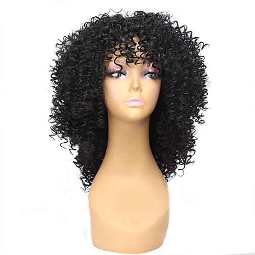

Synthetic Wig Curly Afro Curly Afro Wig Medium Length Natural Black Synthetic Hair Women's African American Wig Black