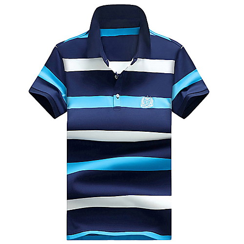 

Men's Polo Striped Plus Size Embroidered Short Sleeve Daily Tops Cotton Active Streetwear Blue Red Green
