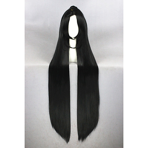 

Synthetic Wig Cosplay Wig Straight Straight With Ponytail Wig Very Long Natural Black Synthetic Hair Women's Middle Part Black