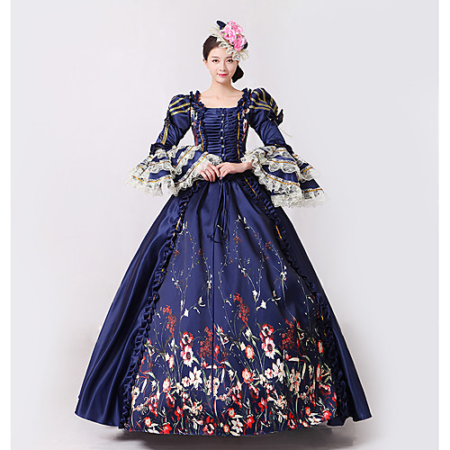 

Princess Goddess Dress Cosplay Costume Masquerade Ball Gown Women's Rococo Medieval Renaissance Vacation Dress Party Prom Christmas Halloween Carnival Festival / Holiday Lace Organza Dark Blue Women's