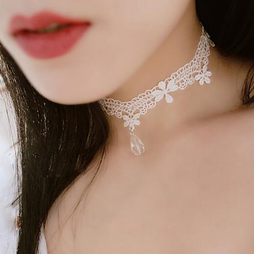 

Women's Choker Necklace Pendant Flower Tattoo Style Dangling Lace White Black Necklace Jewelry For Wedding Party Special Occasion Birthday Party / Evening Daily / Y Necklace / Casual / Engagement