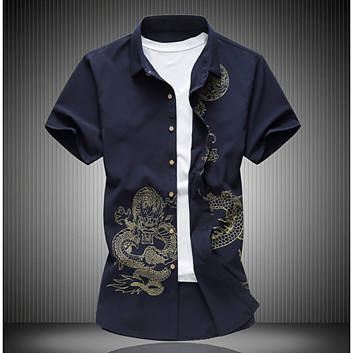 

Men's Shirt Solid Color Print Short Sleeve Daily Tops White Black Wine