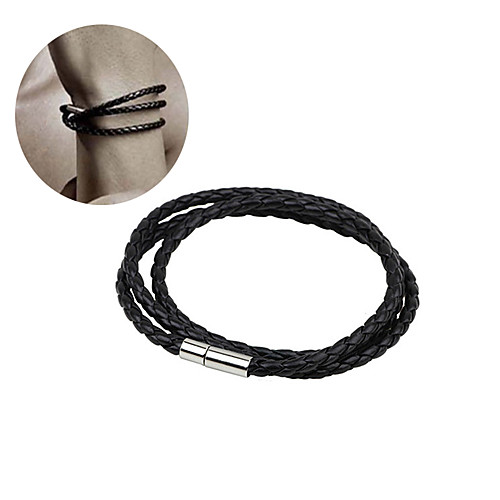 

Men's Women's Wrap Bracelet Leather Bracelet Rope Twisted woven Cheap Fashion Leather Bracelet Jewelry White / Black / Dark Gray For Christmas Gifts Wedding Party Special Occasion Anniversary Birthday