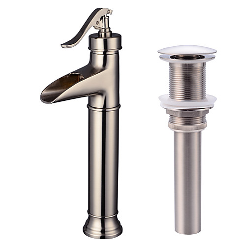 

Faucet Set - Waterfall Nickel Brushed Centerset Single Handle One HoleBath Taps