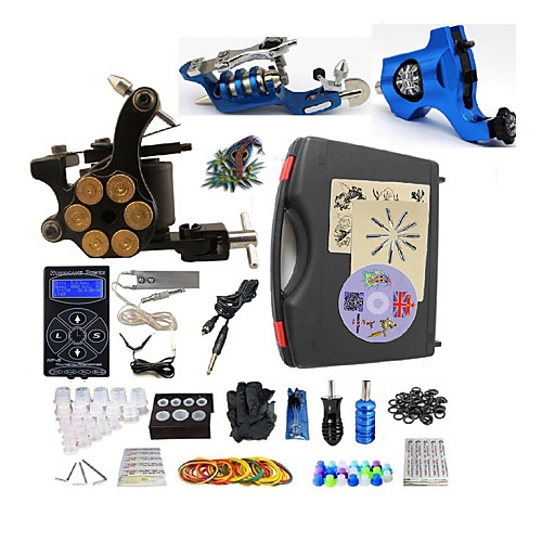 

BaseKey Professional Tattoo Kit Tattoo Machine - 3 pcs Tattoo Machines LED power supply 1 steel machine liner & shader / 2 alloy machine liner & shader / Case Included