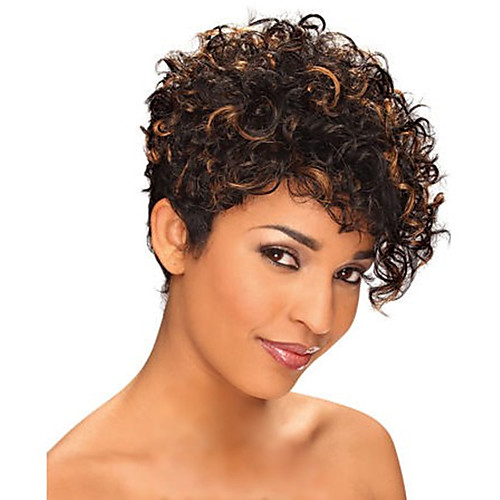 

Synthetic Wig Wavy Kardashian Wavy Pixie Cut With Bangs Wig Short Black Synthetic Hair Women's African American Wig Black StrongBeauty