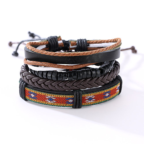 

Men's Leather Bracelet woven Vintage Punk Leather Bracelet Jewelry Black For Christmas Gifts Anniversary Gift Sports Valentine