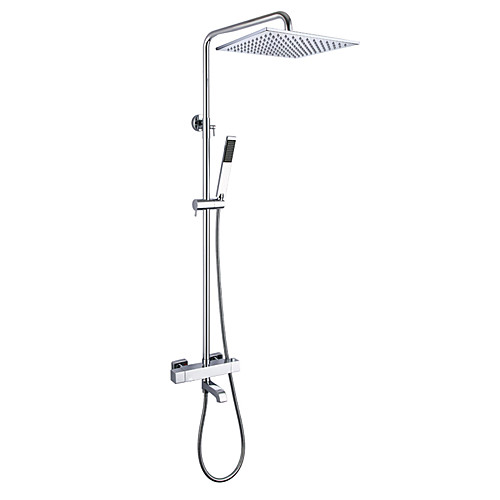 

Shower System Set - Rainfall Contemporary Chrome Wall Mounted Brass Valve Bath Shower Mixer Taps / Two Handles Three Holes