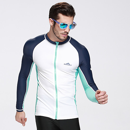 

SBART Men's Elastane UV Sun Protection Ultraviolet Resistant Long Sleeve Diving Beach Patchwork Solid Colored Fashion
