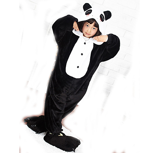 

Kid's Kigurumi Pajamas with Slippers Panda Animal Onesie Pajamas Coral fleece Black / White Cosplay For Boys and Girls Animal Sleepwear Cartoon Festival / Holiday Costumes