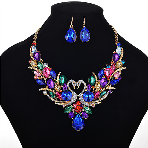 

Women's Crystal Jewelry Set Necklace Earrings Pear Cut Swan Animal Rainbow Ladies Luxury Elegant Vintage Fashion Victorian Crystal Rhinestone Earrings Jewelry Rainbow For Wedding Party Daily Casual