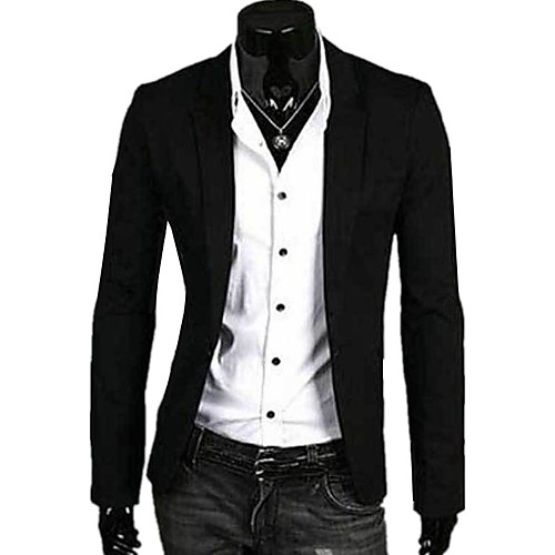 

Men's Daily Spring / Fall Regular Blazer, Solid Colored V Neck Long Sleeve Linen Light Blue / White / Navy Blue / Business Casual / Slim