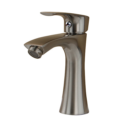 

Contemporary Art Deco/Retro Modern Standard Spout Vessel Widespread Ceramic Valve Single Handle One Hole Stainless Steel, Bathroom Sink