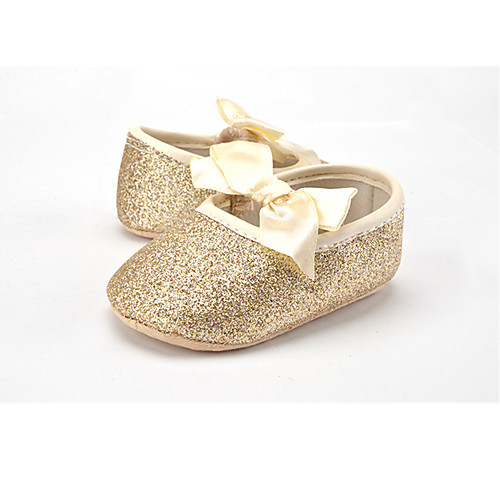 

Girls' Flats First Walkers Glitter Fabric Kid's Infants(0-9m) Wedding Casual Dress Bowknot Gore Champagne Gold Silver Spring Fall / Party & Evening