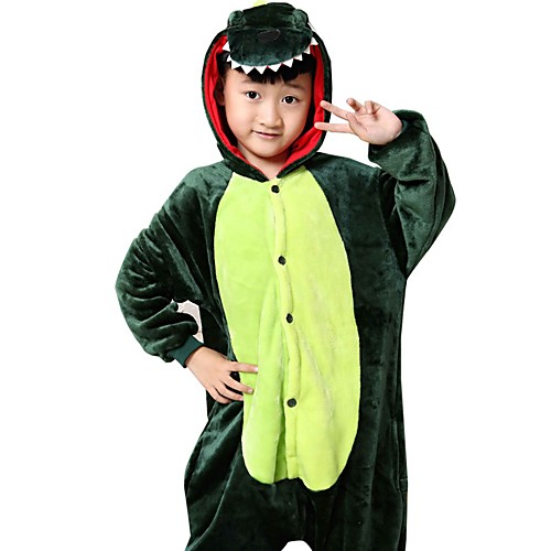 

Kid's Kigurumi Pajamas Dragon Dinosaur Onesie Pajamas Flannel Toison Green Cosplay For Boys and Girls Animal Sleepwear Cartoon Festival / Holiday Costumes / Leotard / Onesie / Leotard / Onesie