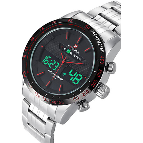 

NAVIFORCE Men's Sport Watch Wrist Watch Analog Quartz Digital Luxury Calendar / date / day Dual Time Zones Cool / Stainless Steel