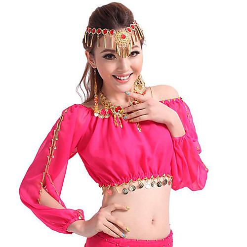 

Belly Dance Top Sequin Women's Performance Long Sleeve Chiffon