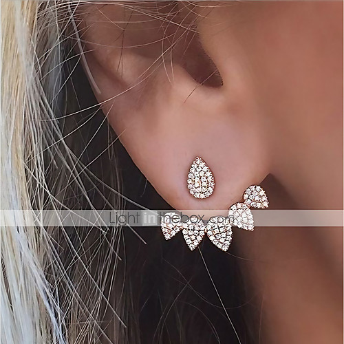 

Women's Cubic Zirconia tiny diamond Stud Earrings Jacket Earrings Teardrop Ladies Fashion Euramerican Bling Bling everyday Earrings Jewelry Gold / Silver For Wedding Party Daily Masquerade Engagement