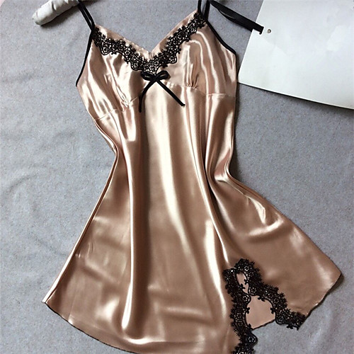 

Women's Sexy Satin & Silk Nightwear Patchwork White / Purple / Blushing Pink M L XL