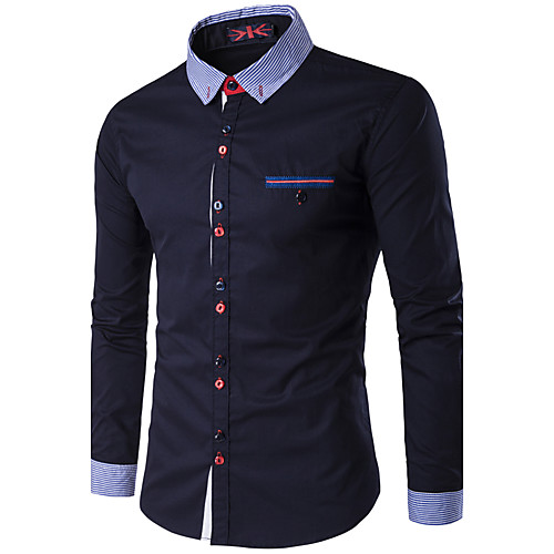 

Men's Shirt Solid Colored Long Sleeve Daily Tops Business Casual White Blue Red