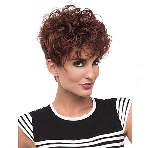 

Synthetic Wig Curly Curly Wig Short Brown Synthetic Hair Women's African American Wig Brown
