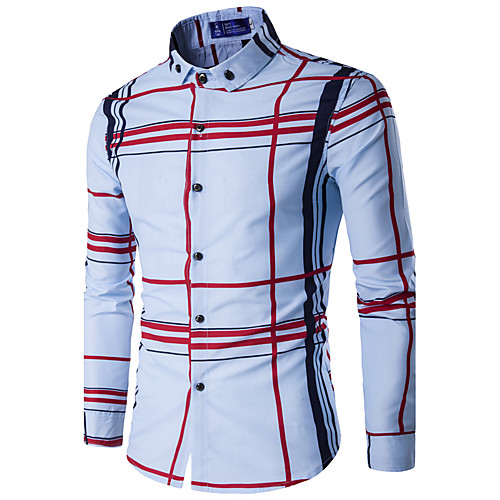 

Men's Shirt Striped Long Sleeve Daily Tops Active Blue Navy Blue