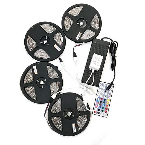 

20M(4x5M) 120W Waterproof LED Light Strips RGB Tiktok Lights 5050 10mm 30PCS Meters with 1BIN4 connector and 44Key IR Remote Controller Kit and 12V 10A EU US AU UK Power Supply AC110-240V Soft Lig