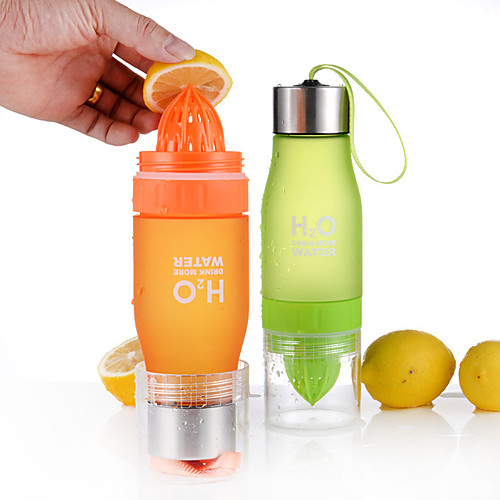 

Fruit Infuser Water Bottle 650 ml Plastics PC Portable Multi-function for Camping / Hiking Climbing Beach Black Green White Orange Yellow