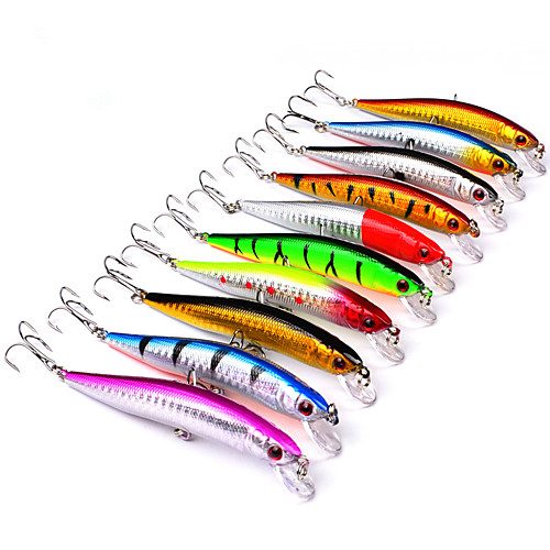 

10 pcs Fishing Lures Minnow Crank Floating Sinking Bass Trout Pike Sea Fishing Bait Casting Spinning