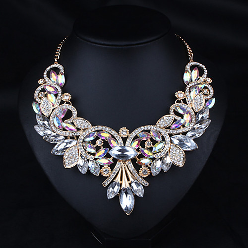 

Women's Crystal Statement Necklace Luxury Basic Victorian Rhinestone Alloy Rainbow Brown Necklace Jewelry For Wedding Party Anniversary Engagement Daily Casual / Valentine