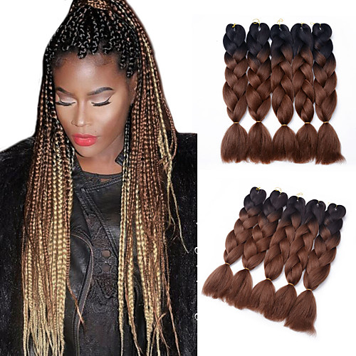 

Jumbo Crochet Hair Braids Ombre Kanekalon Braids Braiding Hair 5-Pack