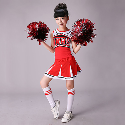 

Cheerleader Costumes Outfits Performance Cotton / Spandex Splicing Sleeveless High Top / Skirt