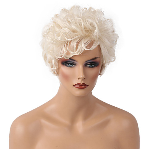 

Human Hair Blend Wig Curly Classic Short Hairstyles 2020 Classic Curly Machine Made Medium Auburn#30 White Daily