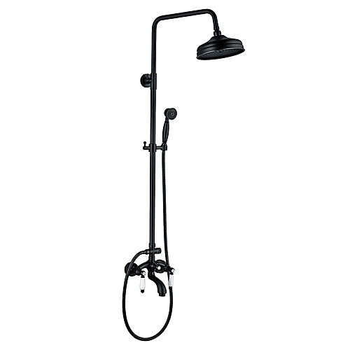 

Shower System Set - Rainfall Antique Oil-rubbed Bronze Shower System Ceramic Valve Bath Shower Mixer Taps / Brass / Two Handles Three Holes
