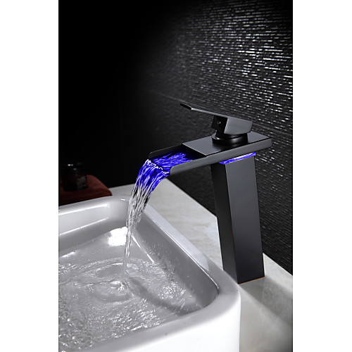 

Bathroom Sink Faucet - Waterfall Oil-rubbed Bronze Centerset Single Handle One HoleBath Taps / Brass